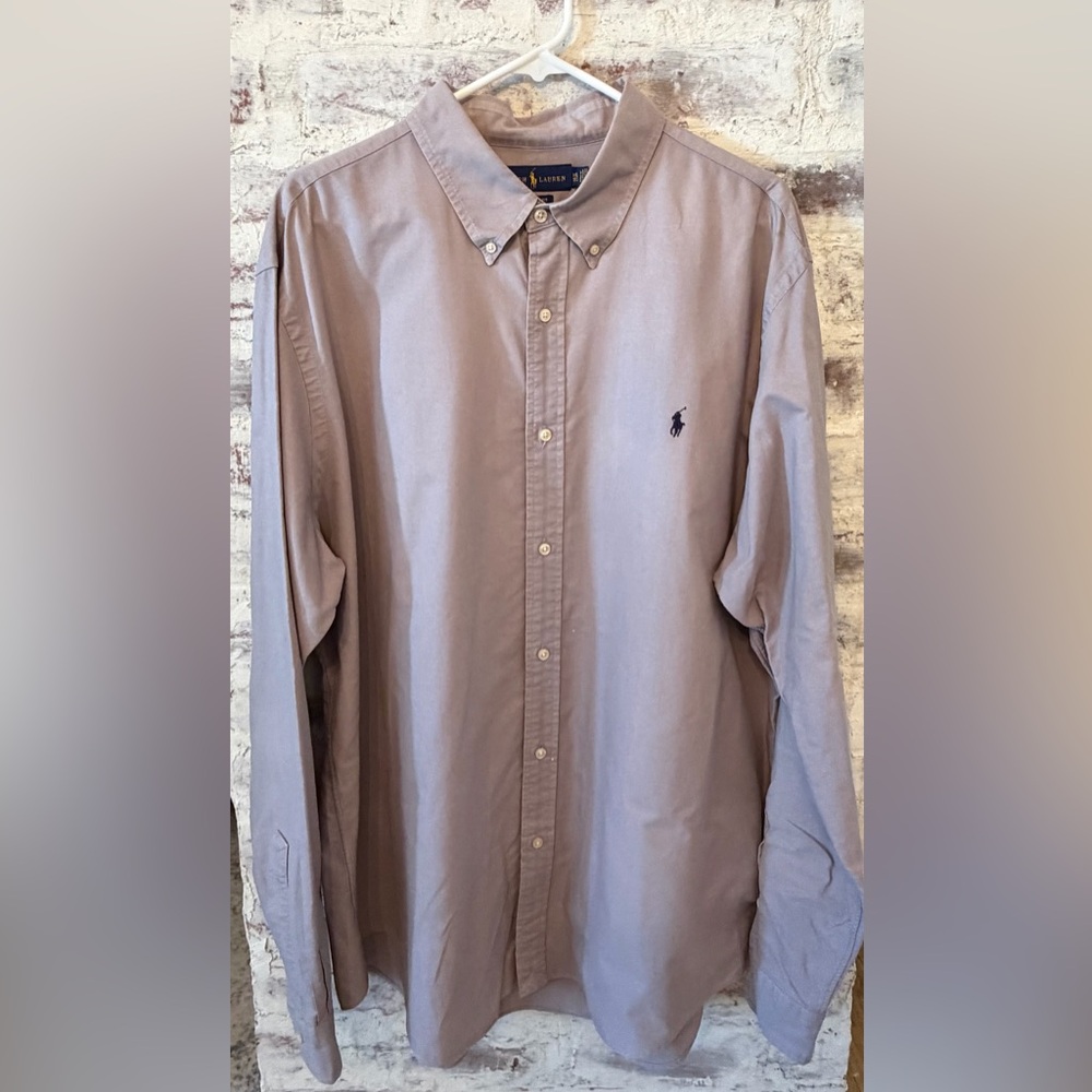 Polo Ralph Lauren Men’s XXL Classic Fit Short Sleeve Button-Down Gray Lavender
